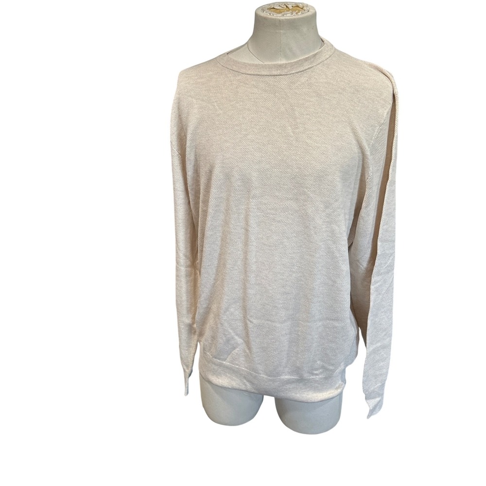 J. Crew Mens Textured Knit Crewneck Sweater Oatmeal Heather BM043 XXL New